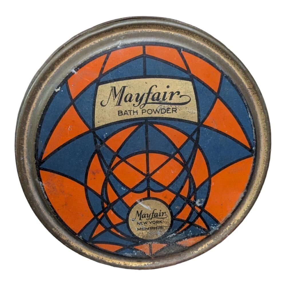 Vintage 1920s Art Deco Mayfair Bath Powder Tin Mayfair New‎ York Memphis Vanity